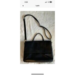 Kenneth Cole New York Black Leather Business Briefcase/Laptop Bag/Attache Case